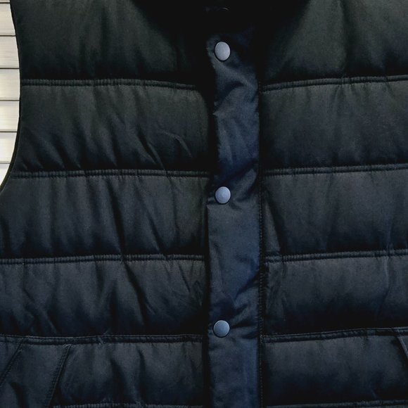 EUC NAVY BLUE GAP UNISEX PUFFER QUILTED ZIP UP W/BUTTONS ALL SEASONS VEST MEDIUM - Picture 6 of 13